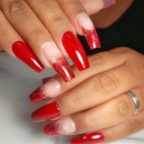 Unha Encapsulada Vermelha Com Branco - Unha acrilica vermelha | Nails