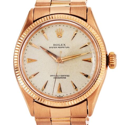 Rolex Rare Oyster Perpetual 6285 HoneycombDial Rose Gold Watch