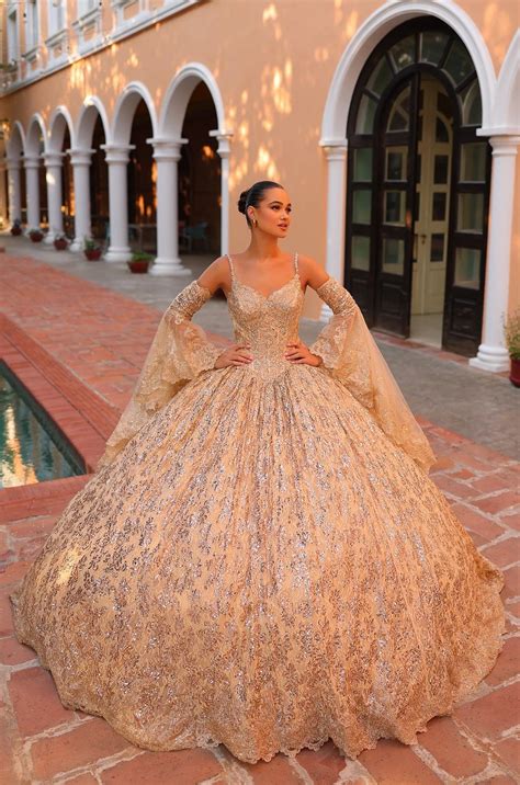 Gold Amarra 54303 Long Glitter Ball Gown Quinceanera Dress for $1500.0