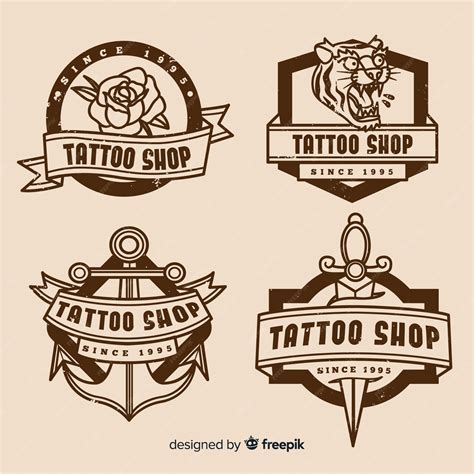 vector tattoo shop badge collection