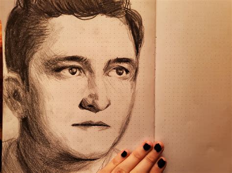 I drew a portrait of young Johnny Cash : r/teenagers