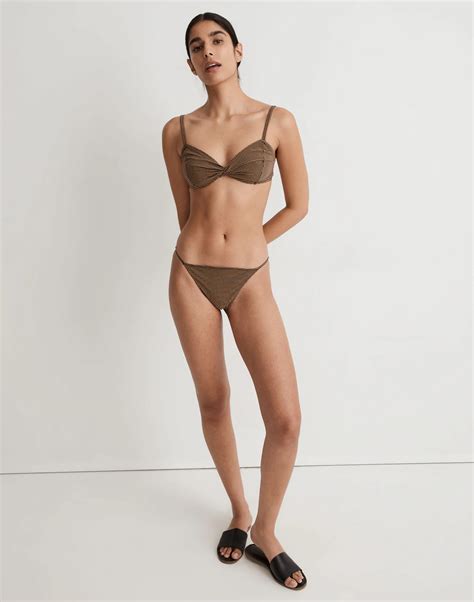 Adjustable String Bikini Bottom in Mini Check | Madewell