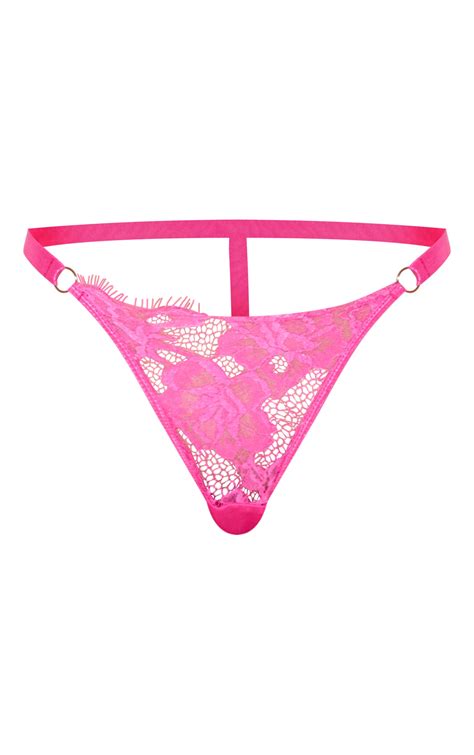 Pink Eyelash Lace Thong | Lingerie & Nightwear | PrettyLittleThing AUS