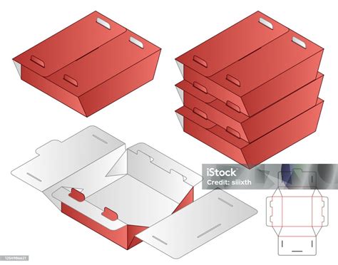 kemasan kotak die cut desain template mockup  ilustrasi stok