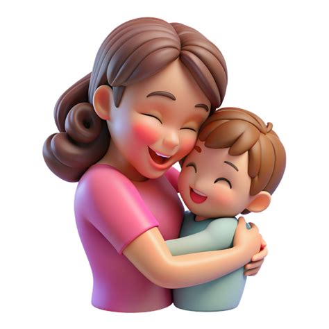Mother Hugging Her Child 3d Art 46788732 PNG