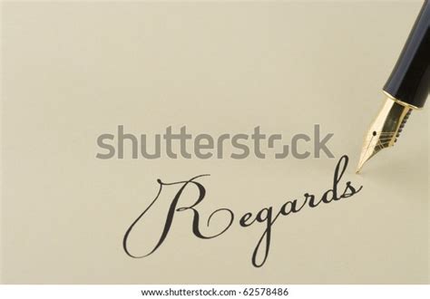 Inscription Regards Gold Pen Stock Photo (Edit Now) 62578486