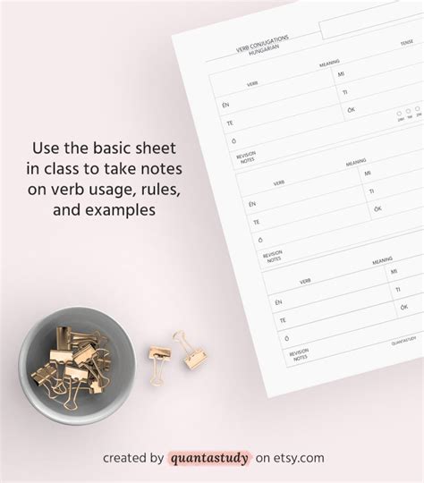 Hungarian Verb Conjugation Printable Worksheet Digital Planner - Etsy