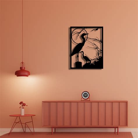 Heron Metal Wall Art, Elegant Heron Wall Art, Nature Inspired Home