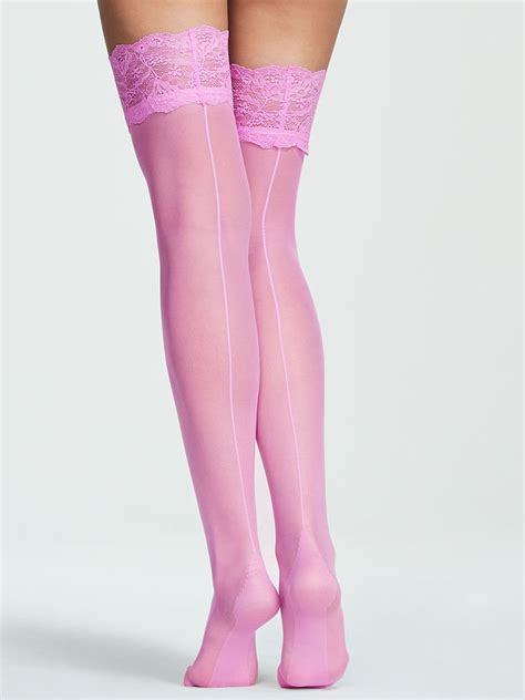 Berry Gelato Lace Top Thigh Highs with Reinforced Heel | Victoria's