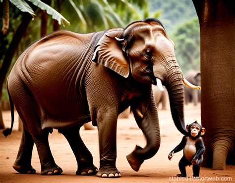 Elephant and Monkey Duo | Stable Diffusion Online