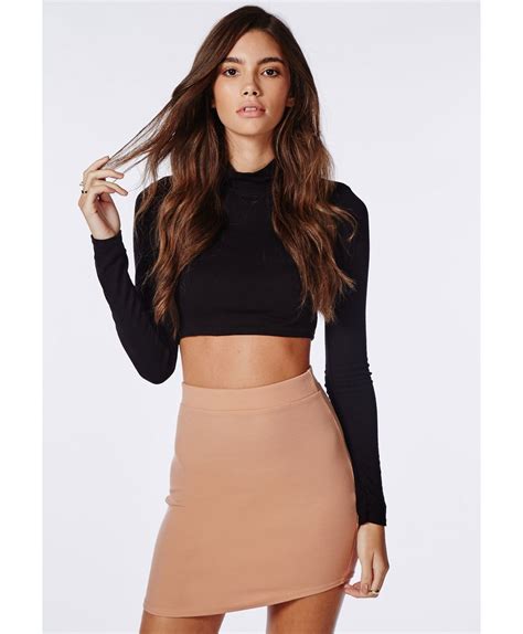 PONTE CURVE HEM MINI SKIRT NUDE | Mini skirts, Body con skirt, Women