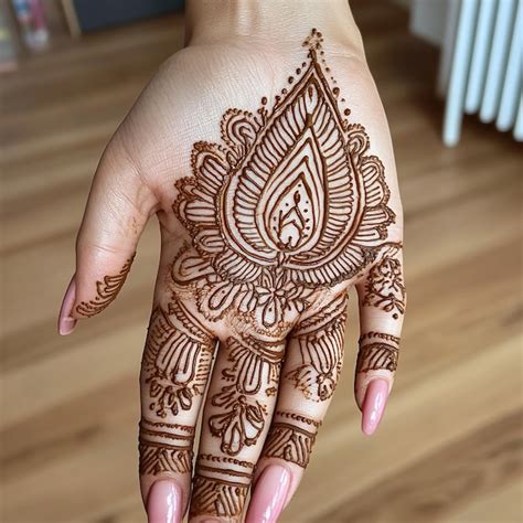 Closeup of intricate henna design on a womans hand | Premium AI ...