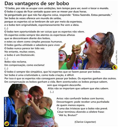 Das Vantagens De Ser Bobo - TEATRO PLURAL: DAS VANTAGENS (E DESVANTAGENS) DE SER BOBO