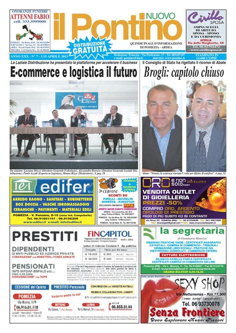 Il Pontino Nuovo - Anno XXX - n. 7 - 1/15 Aprile 2015 by Il Pontino/Il ...