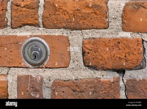 lock   red brick wall stock photo alamy
