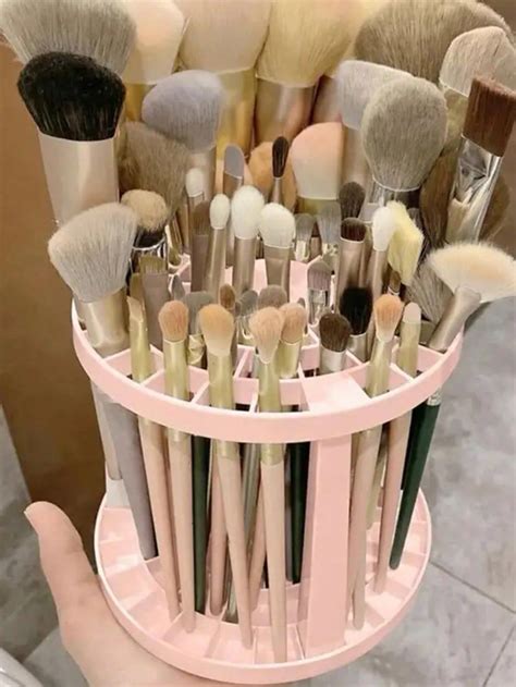 1pc ABS Makeup Brush Storage Rack, Minimalist Pink Makeup Brush Holder ...