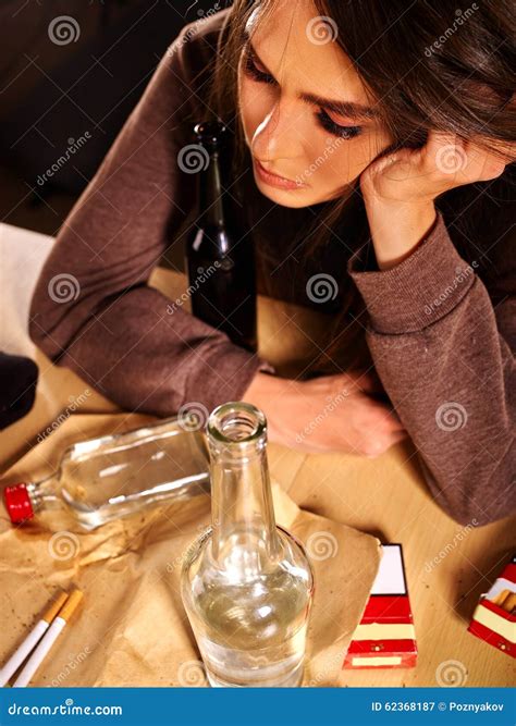 Drunk Girl Holding Bottle Of Vodka. Royalty-Free Stock Photography ...
