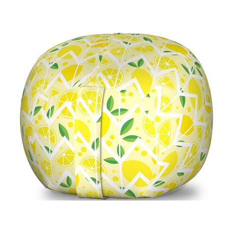 Lemon Storage Toy Bag Chair, Cartoon Lemons with Zigzags Fruit