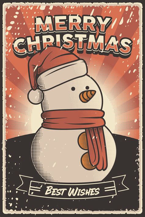 Retro Vintage Merry Christmas Poster 3559479 Vector Art at Vecteezy