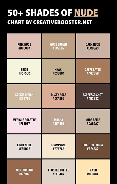 50+ Shades of Nude Color (Names, HEX, RGB & CMYK Codes) | Nude color