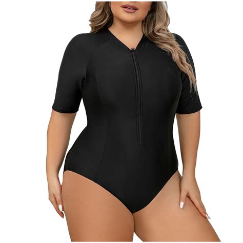 Lovskoo One Piece Plus Size Swimsuit for Women Rash Guard Short Sleeve