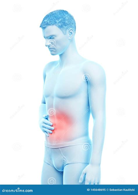 A mans painful stomach stock illustration. Illustration of inflamed
