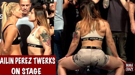 Ailin Perez twerks on stage during Stephanie Egger Weigh in face off