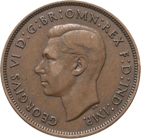 Монета Великобритания 1 пенни (penny) 1937-1939 стоимостью 416 руб.