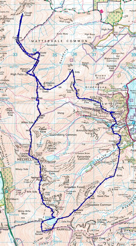 walking log map  wainwrights