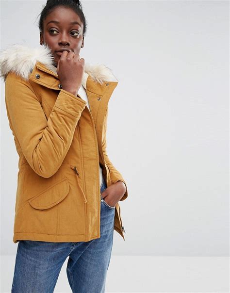Image 1 of Only Short Parka Jacket with Faux Fur Hood Diy Coat, Women ...