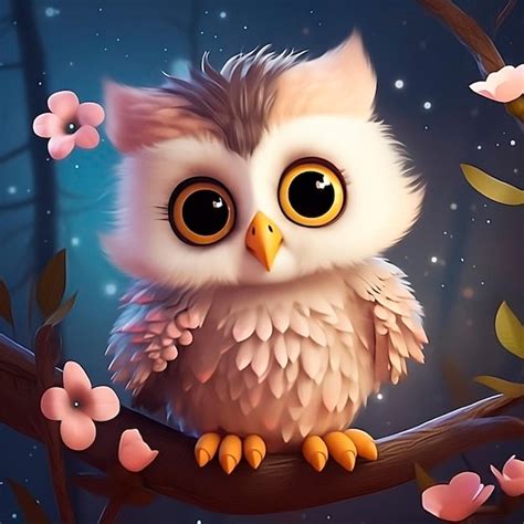 Premium Photo | Adorably kawaii owl with pastelcolored feathers