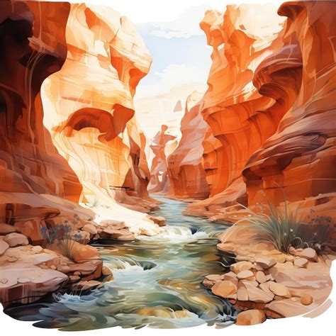 Premium Vector | Watercolor Vector Antelope Canyon Upper On White Backgrou