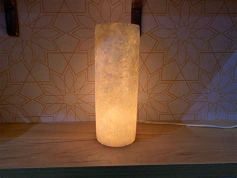 Hand Made Alabaster Lamp / Cylinder Shape / Solid Alabaster | Etsy