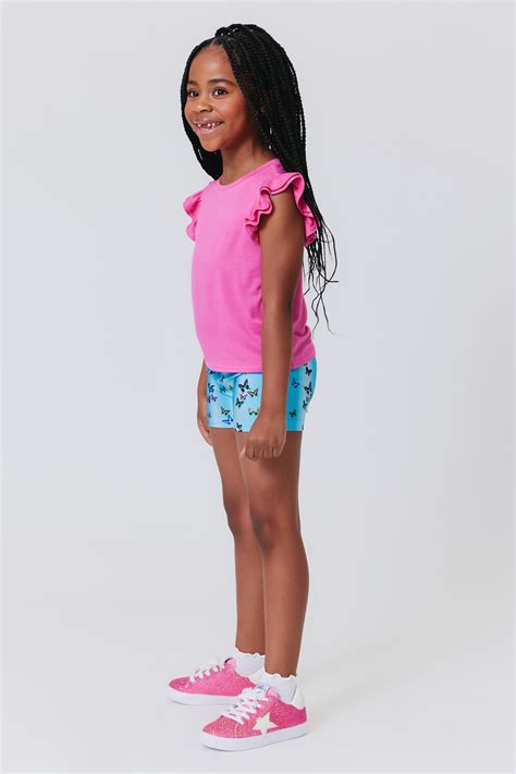 Girls Booty Shorts in Butterfly Sky – Terez.com