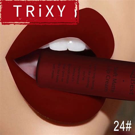QIBEST 34-Color Matte Smudge-Proof Liquid Lipstick Velvet Lip Gloss ...