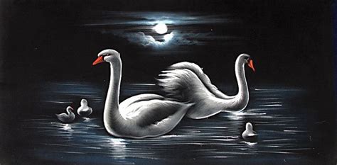 Pin by ندى نصر on Black | Black canvas paintings, Swans art, Black ...