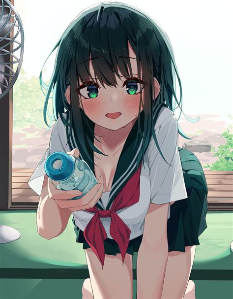 2D, portrait display, green eyes, digital art, anime girls, Munseonghwa