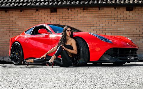 women, Ferrari, Car, Brunette, High Heels, Super Car, Women With Cars ...