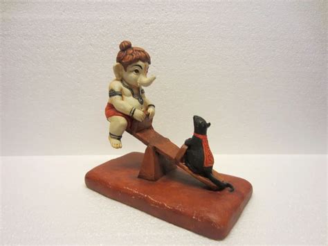multicolor polyresin ganesha mushak playing statue home