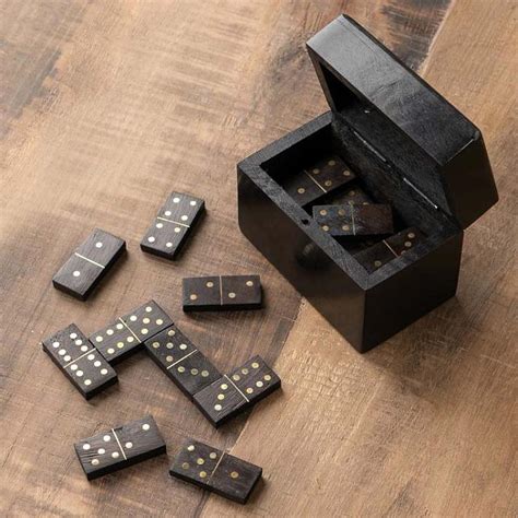 Домино Black Wooden Domino Box Brass Details | Home Concept