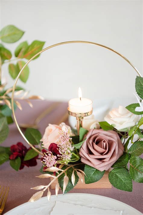 Wreath hoop centerpiece set in romantic marsala – Artofit