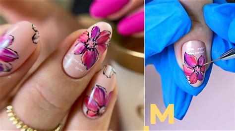 ПРОСТЫЕ ЦВЕТЫ гель лаком 🌸МОДНЫЙ маникюр. Коррекция наращивания ...