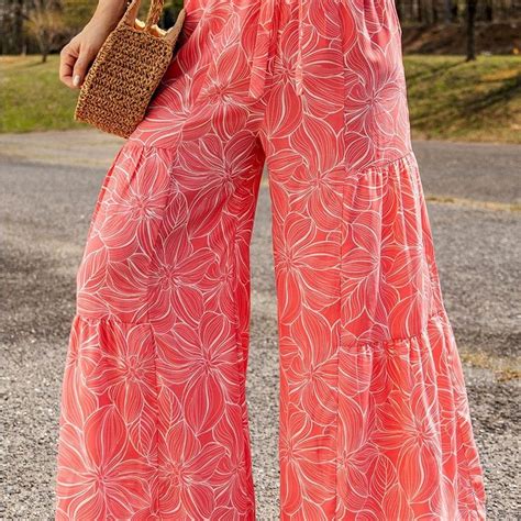 pink bohemian floral print wide leg pants wide leg pants printed