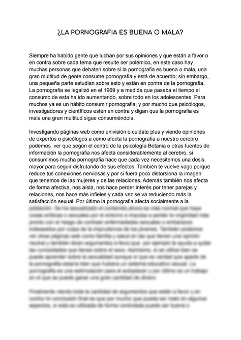SOLUTION: Texto argumentativo sobre la ponografia - Studypool