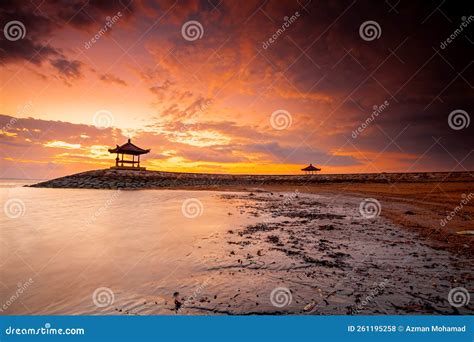 sunrise  karang beach  sanur beach  bali stock photo image