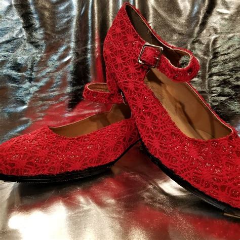 Ballet Folklorico Dancing Shoes Red Lace Glitter - Etsy