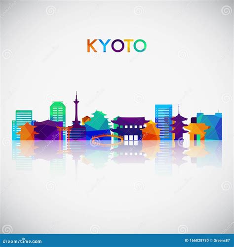 Kyoto Skyline Silhouette in Colorful Geometric Style. Stock Vector ...