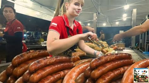 Ночная Уличная ЕДА в Италия. Огромная КОЛБАСА, Сосиски, Ребрышки ...