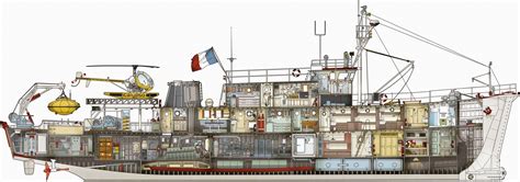 Jacques Cousteau's Calypso [719x252] : ThingsCutInHalfPorn