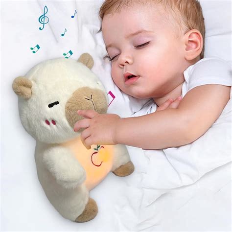 JLFNYA Breathing Stuffed Animal,Breathing Sucking White Bear,Soothing